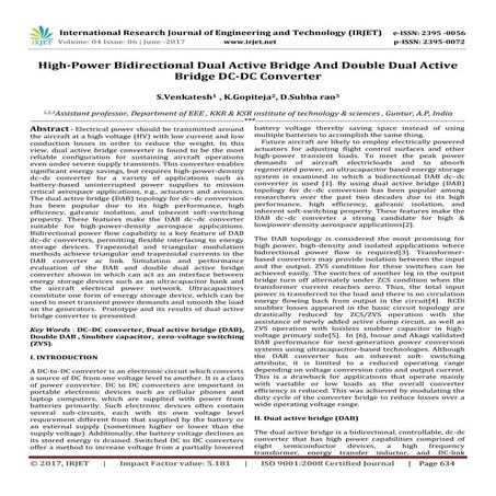 High-Power Bidirectional Dual Active Bridge and Double Dual Active Bridge DC-...
