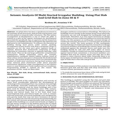 Seismic Analysis of Multi Storied Irregular Building  using Flat Slab and Gri...