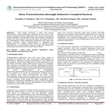 Data Transmission Through Inductive Coupled System
