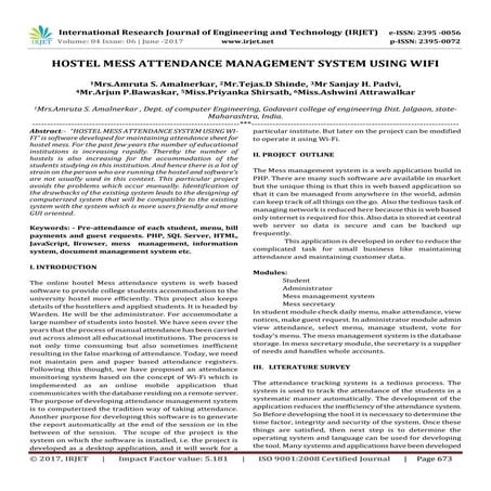 Hostel Mess Attendance Management System using Wifi