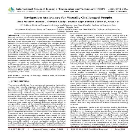 Navigation Assistance for Visually Challenged People