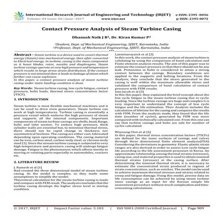 Contact Pressure Analysis of Steam Turbine Casing