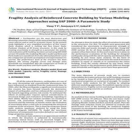 Fragility Analysis of Reinforced Concrete Building by Various Modeling Approa...