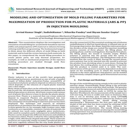 Modeling and Optimization of  Mold  Filling Parameters for Maximization of Pr...