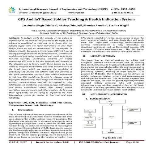 GPS And IoT Based Soldier Tracking & Health Indication System