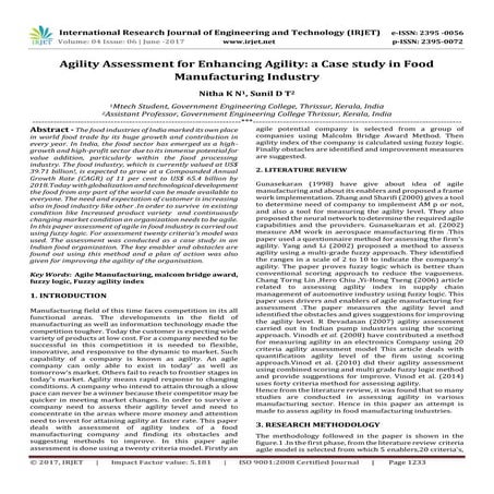 Agility Assessment for Enhancing Agility: a Case Study in Food Manufacturing ...