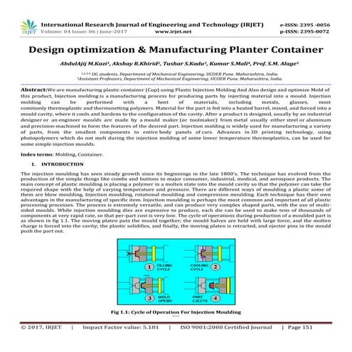 Design optimization & Manufacturing Planter Container