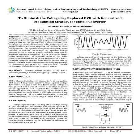To Diminish the Voltage Sag Replaced DVR with Generalized Modulation Strategy...