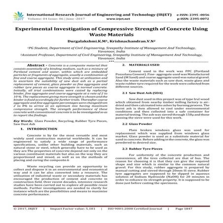 Experimental Investigation of Compressive Strength of Concrete using Waste Ma...