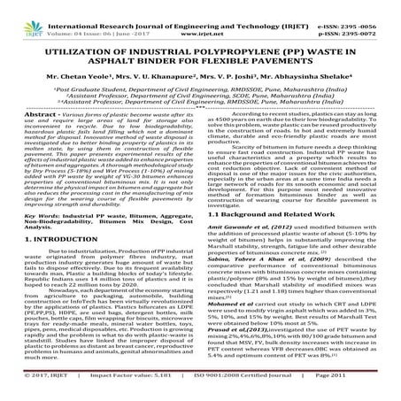 Utilization of Industrial Polypropylene (PP) Waste in Asphalt Binder for Flex...