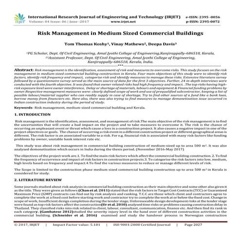 Risk Management In High Rise Construction Projects | PDF