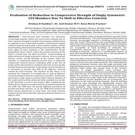 Evaluation of Reduction in Compressive Strength of Singly Symmetric CFS Membe...
