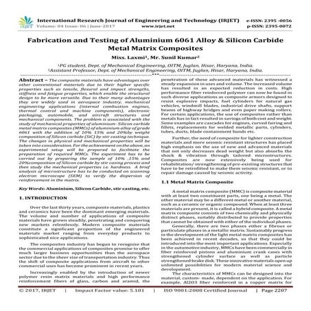Fabrication and Testing of Aluminium 6061 Alloy & Silicon Carbide Metal Matri...