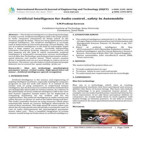 Artificial Intelligence for Audio control, safety in Automobile