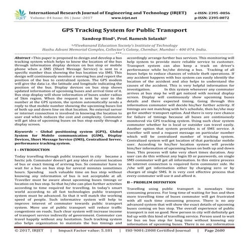 GPS Tracking System for Public Transport