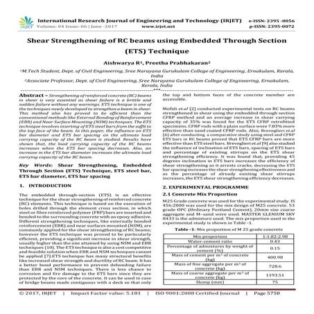 Shear Strengthening of RC Beams using Embedded Through Section (ETS) Technique