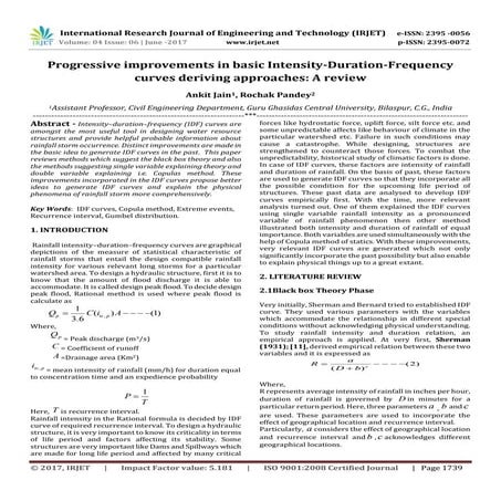 Intensity-Duration-Frequency Curves and Regionalisation | PDF