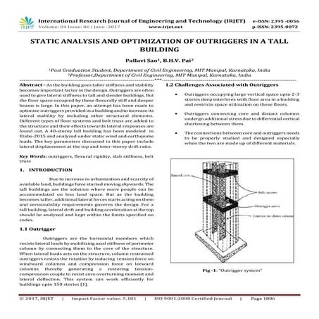 Static Analysis and Optimization of Outriggers in A Tall Building