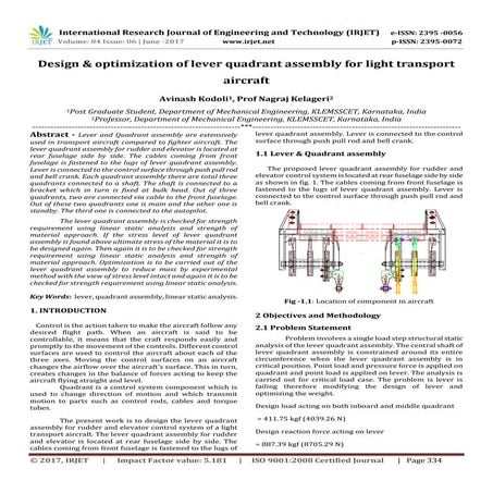 Design & Optimization of Lever Quadrant Assembly for Light Transport Aircraft