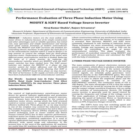 Performance Evaluation of Three Phase Induction Motor using MOSFET & IGBT Bas...
