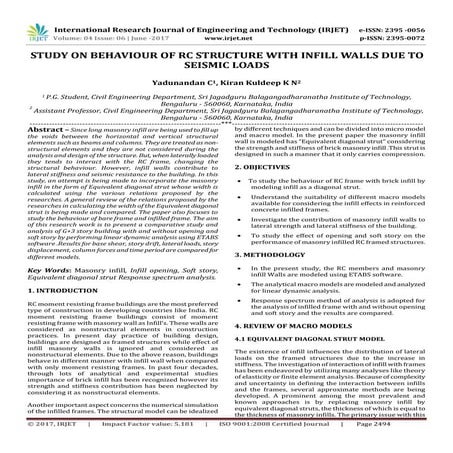 Study on Behaviour of Rc Structure with Infill Walls Due to Seismic Loads