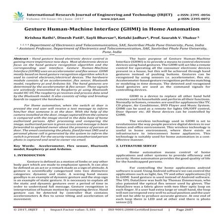 Gesture Human-Machine Interface (GHMI) in Home Automation