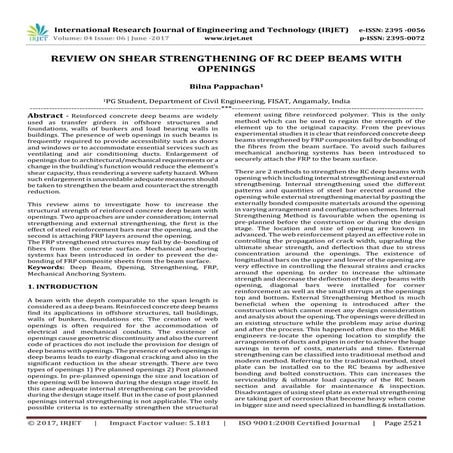Review on Shear Strengthening of Rc Deep Beams with Openings | PDF
