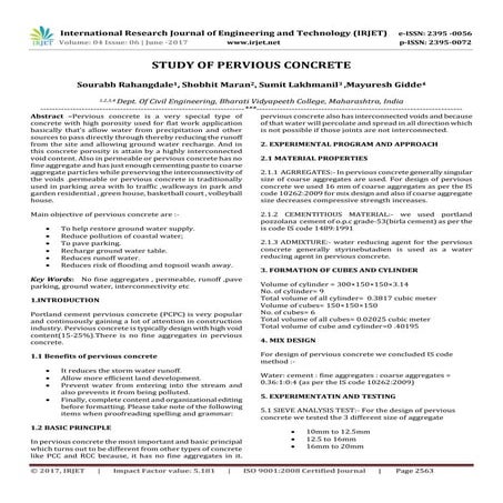 Study  of  Pervious  Concrete