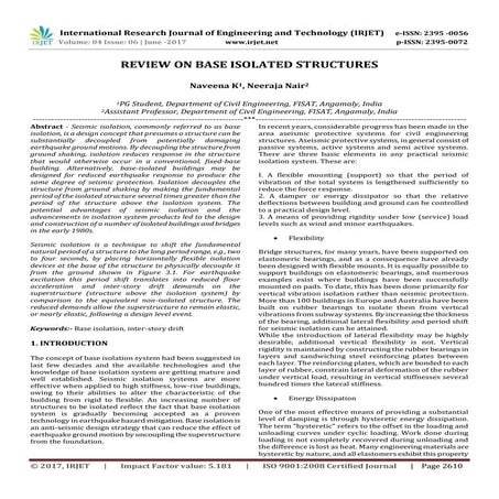 Review on Base Isolated Structures