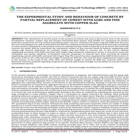 The Experimental Study and Behaviour of Concrete by Partial Replacement of Ce...