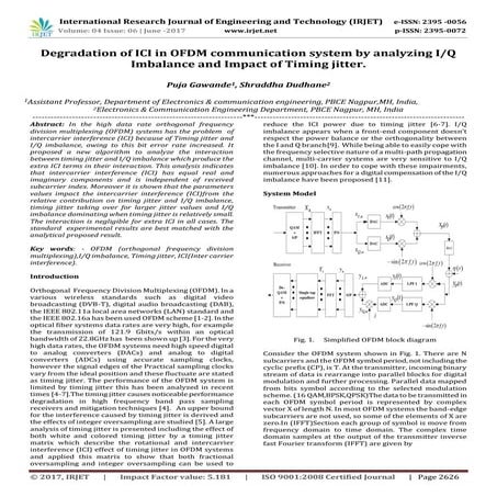 Degradation of ICI in OFDM Communication System by Analyzing I/Q Imbalance an...