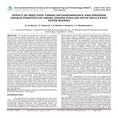 Effect of Injection Timing on Performance and Emission Characteristics of Die...