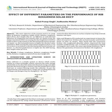 Effect of artificial roughness on heat transfer and friction factor ...