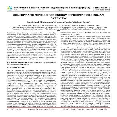 Concept and Method for Energy Efficient Building: an Overview