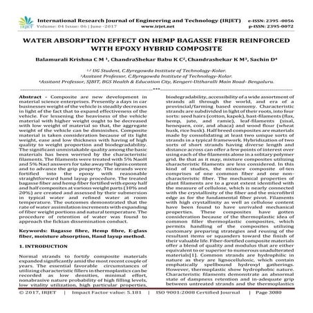 Water Absorption Effect on Hemp Bagasse Fiber Reinforced with Epoxy Hybrid Co...