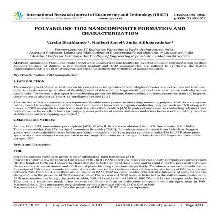 Polyaniline Clay Nanocomposites Synthesis and Characterization | PDF