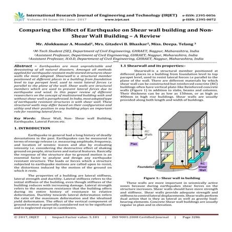 IRJET-Comparing the Effect of Earthquake on Shear wall building and Non-Shear...