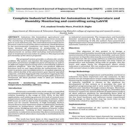 IRJET-Complete Industrial Solution for Automation in Temperature and Humidity...