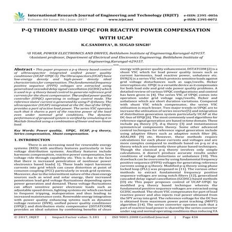 P-Q Theory Based UPQC for Reactive Power Compensation with UCAP