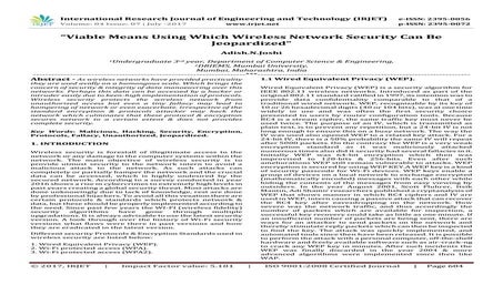 Viable means using which Wireless Network Security can be Jeopardized