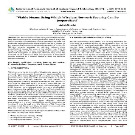 Viable means using which Wireless Network Security can be Jeopardized