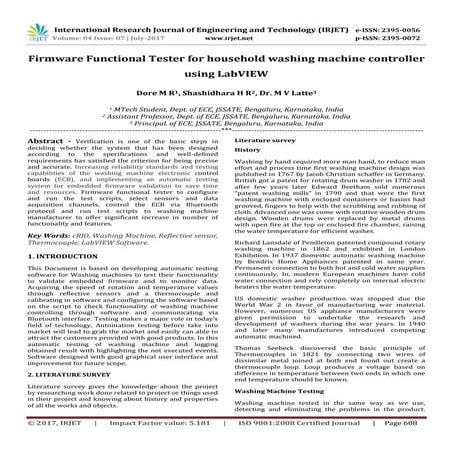 Firmware Functional Tester for Household Washing Machine Controller using Lab...