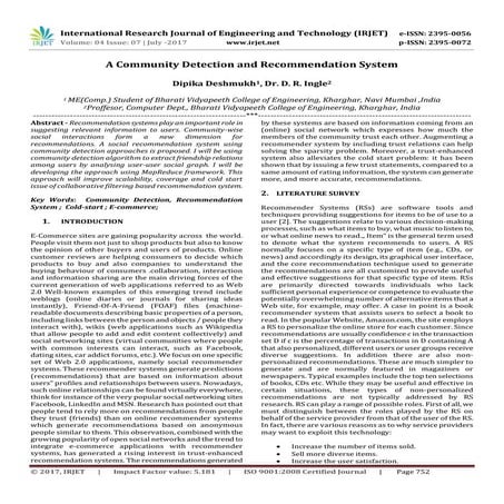 A Community Detection and Recommendation System