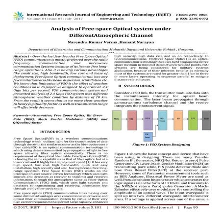 Analysis of Free-space Optical System under Different Atmospheric Channel