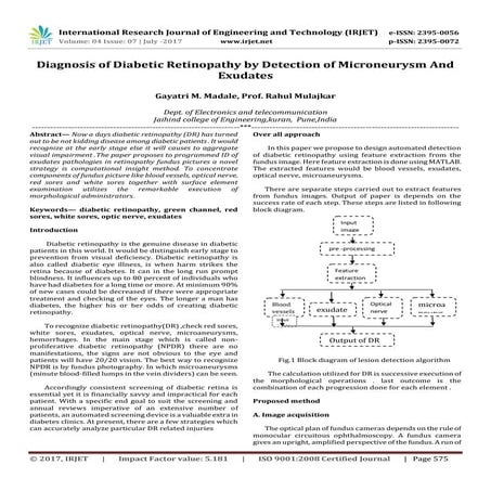 Diagnosis of Diabetic Retinopathy by Detection of Microneurysm And Exudates