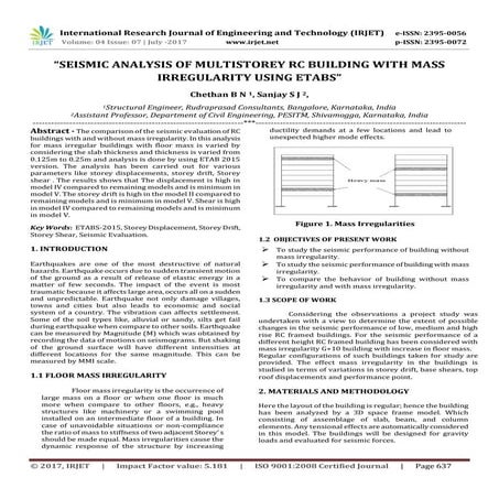 Seismic Analysis of Multistorey RC Building with Mass Irregularity using ETABS