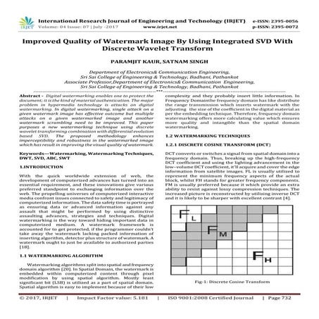 Improved Quality of Watermark Image by using Integrated SVD with Discrete Wav...
