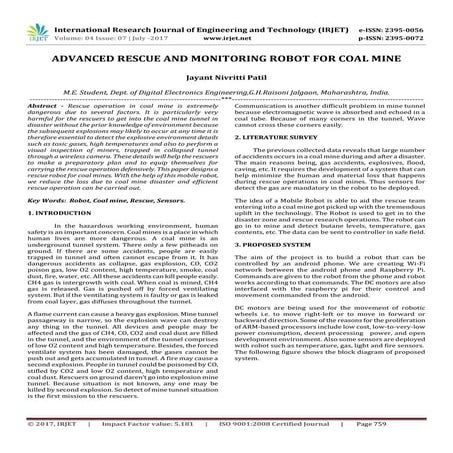 Advanced Rescue and Monitoring Robot for Coal Mine