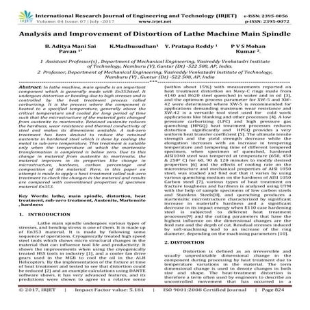 Analysis and Improvement of Distortion of Lathe Machine Main Spindle