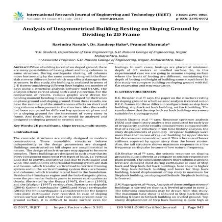 Analysis of Unsymmetrical Building Resting on Sloping Ground by Dividing in 2...